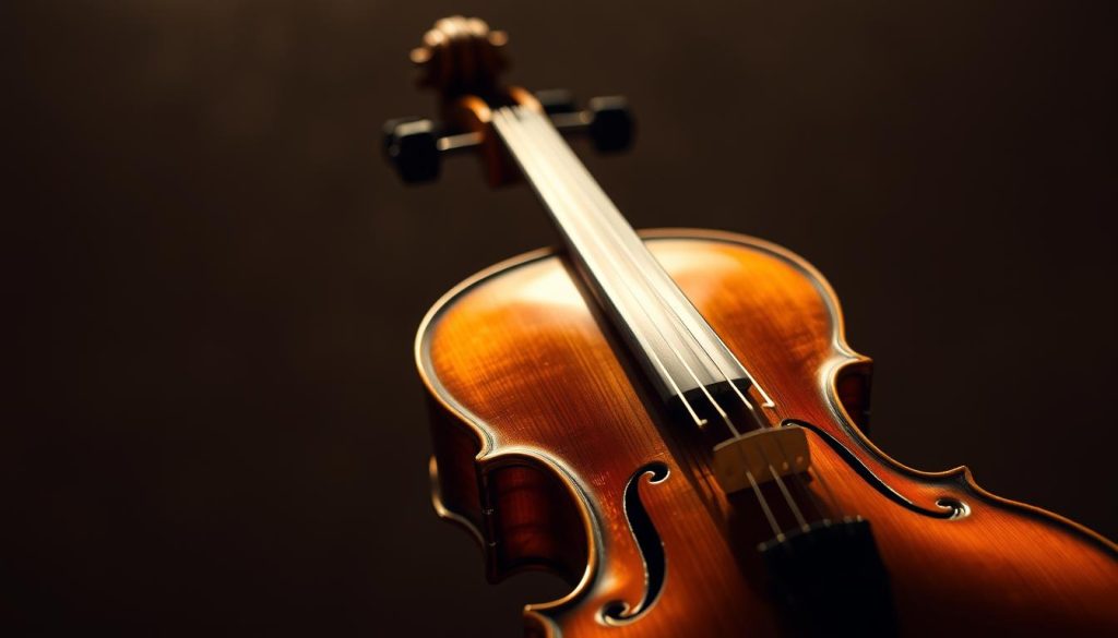 A high-end violin, its delicate curves and intricate grain a testament to the luthier's craft. Bathed in warm, soft lighting, the instrument's elegant silhouette stands out against a muted, atmospheric background. The polished wood gleams, reflecting the careful attention paid to its construction, a work of art as much as a musical tool. The violin's headstock and fingerboard are visible, hinting at the skilled playing it awaits. This image captures the essence of a truly exceptional instrument, worthy of the most discerning classical musician. A high-end violin, its delicate curves and intricate grain a testament to the luthier's craft. Bathed in warm, soft lighting, the instrument's elegant silhouette stands out against a muted, atmospheric background. The polished wood gleams, reflecting the careful attention paid to its construction, a work of art as much as a musical tool. The violin's headstock and fingerboard are visible, hinting at the skilled playing it awaits. This image captures the essence of a truly exceptional instrument, worthy of the most discerning classical musician.